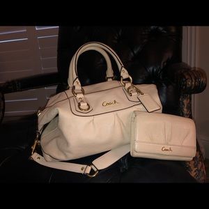 Coach leather satchel with matching wallet